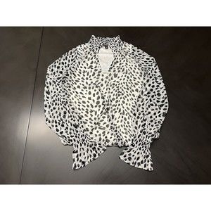Express mock neck sheer top animal print xxs black/white